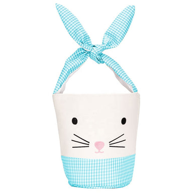 Personalised Easter Bunny Basket Blue Gingham