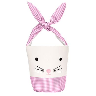 Personalised Easter Bunny Basket Pink Gingham