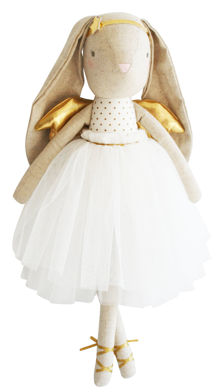 Personalised Alimrose Estelle Linen Angel Bunny - Gold 50cm
