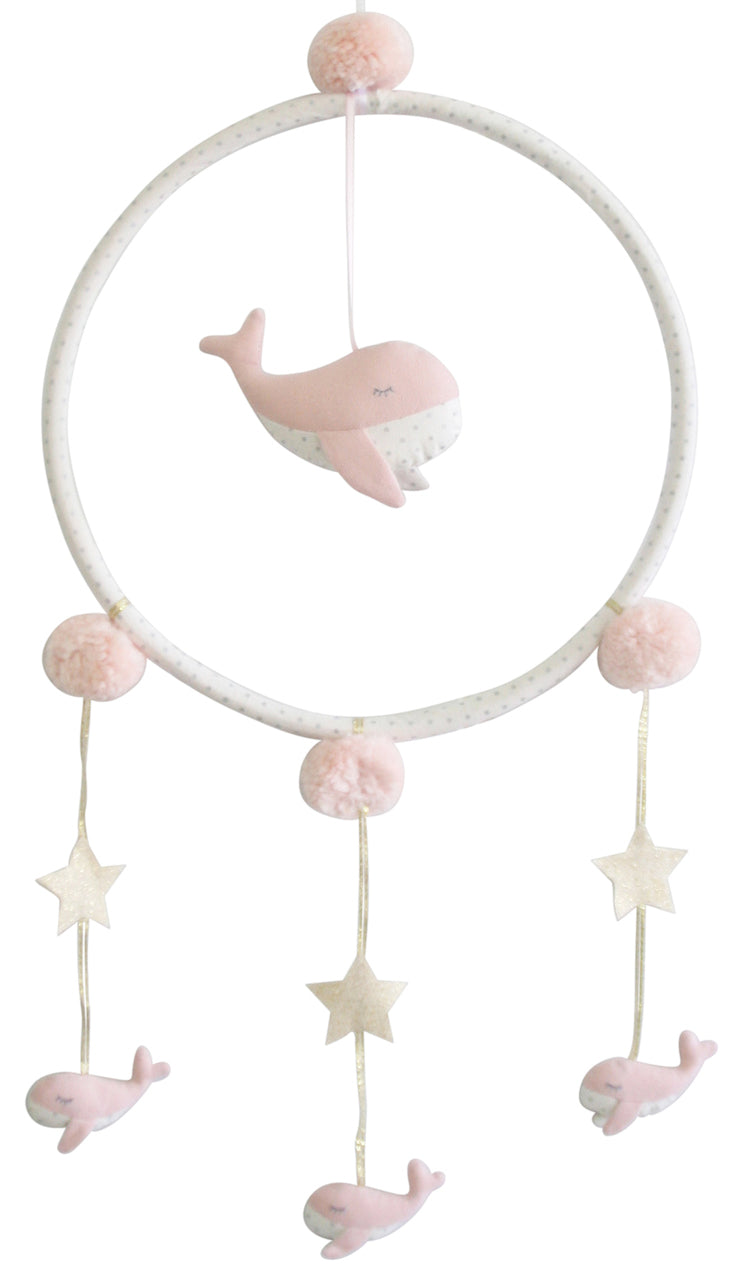 Alimrose Whimsy Whale Mobile - Pink nursery decor