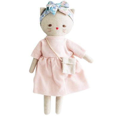 Personalised Alimrose Mini Lilly Kitty Pink Linen 26cm