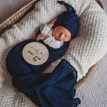 Load image into Gallery viewer, Navy Blue Muslin Swaddle Organic Cotton
