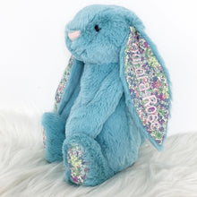 Load image into Gallery viewer, Personalised Jellycat Bashful Bunny - Aqua Blossom baby pink thread

