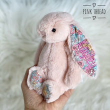 Load image into Gallery viewer, Personalised Jellycat Bashful Bunny SMALL - Blush Blossom with pink thread for Kayley
