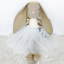 Load image into Gallery viewer, Personalised Alimrose Estelle Linen Angel Bunny - Gold 50cm
