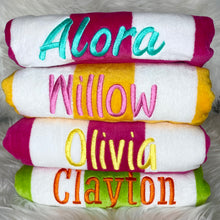 Load image into Gallery viewer, Personalised Striped Beach Towel - various colours
