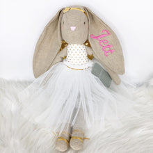 Load image into Gallery viewer, Personalised Alimrose Estelle Linen Angel Bunny - Gold 50cm
