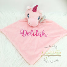 Load image into Gallery viewer, Personalised Pink Unicorn Blankie comforter soother
