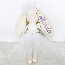 Load image into Gallery viewer, Personalised Alimrose Angel Bunny Gold 50cm
