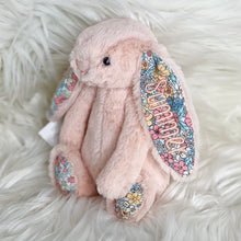 Load image into Gallery viewer, Personalised Jellycat Bashful Bunny SMALL - Blush Blossom with peach thread for Summer
