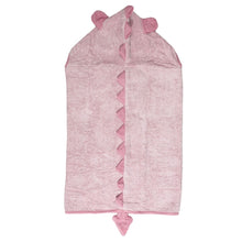 Load image into Gallery viewer, Personalised Hooded Dinosaur Towel - pink
