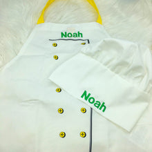 Load image into Gallery viewer, Personalised Child’s Chef Set apron hat
