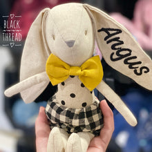 Load image into Gallery viewer, Alimrose Baby Boy Bunny 26cm Black Check Personalised
