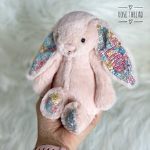 Load image into Gallery viewer, Personalised Jellycat Bashful Bunny SMALL - Blush Blossom with rose thread for Lilia
