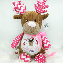Load image into Gallery viewer, Personalised Harlequin Reindeer Cubby - Pink
